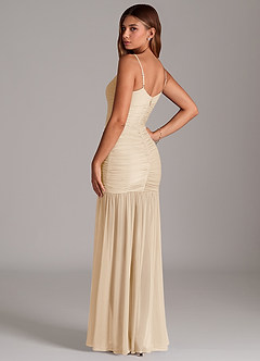 Azazie Aimie Bridesmaid Dresses Champagne Mermaid Mesh Dress image2
