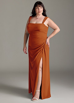 Azazie Jesaphine Bridesmaid Dresses Paprika Sheath Bow Chiffon Dress image11