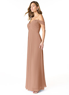 Azazie Kaitlynn Bridesmaid Dresses Champagne Rose Empire Ruched Chiffon Convertible Dress image4