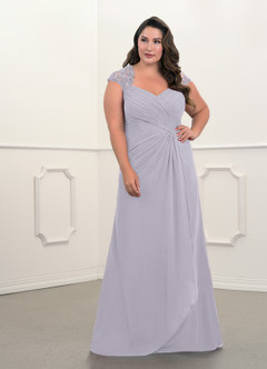 Azazie Birdie Mother of the Bride Dresses Fog A-Line Queen Anne Sequins Chiffon Dress image33