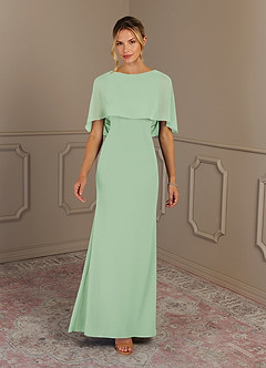Azazie Dion Mother of the Bride Dresses Dusty Sage Sheath Scoop Stretch Crepe Dress image3