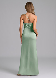 Azazie Eren Bridesmaid Dresses Agave Mermaid One Shoulder Stretch Satin Dress image2