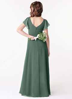 Azazie Omari Junior Sea Moss A-Line Ruched Chiffon Dress image2