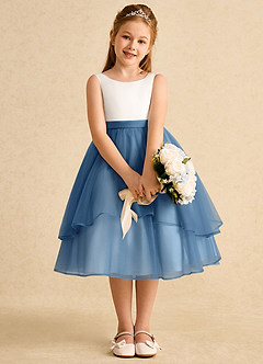 Azazie Rene Flower Girl Dresses Ivory Twilight A-Line Bow Tulle Dress image6