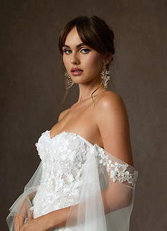 Azazie Wynery Wedding Dresses Diamond White Ball-Gown Off the Shoulder Lace Dress image6