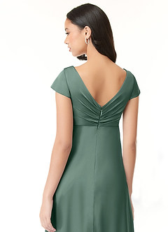 Azazie Allessia Robes de demoiselle d'honneur de maternité Robe Trapèze Plissée Longueur ras du sol Satin extensible image7