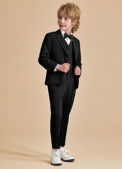 front Oliver Niños Negro Traje de 5 piezas