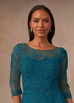 Azazie Calanthe Abiti per la Madre della Sposa Abito A-Line in Chiffon con Scollo a U Blu Inchiostro image5
