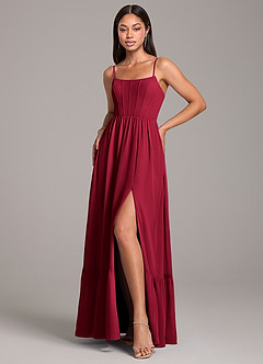 Azazie Kailee Bridesmaid Dresses Burgundy A-Line with Pockets Chiffon Dress image5