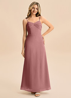 Azazie Jordyn Junior A-Linie Herzausschnitt Chiffon Kleid Wüstenrose image3