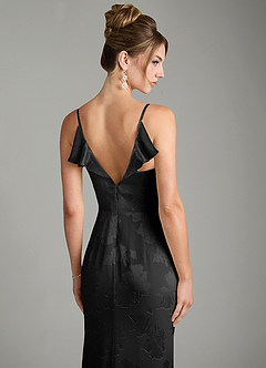 Azazie Larsa Bridesmaid Dresses Black Mermaid Ruched Floral Jacquard Burnout Dress image6