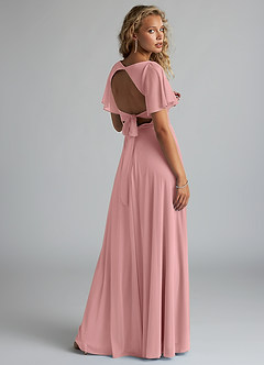 Azazie Induh Bridesmaid Dresses Dusty Rose A-Line Flutter V-neck Mesh Dress image4