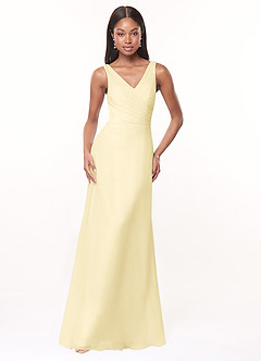 Azazie Nala Bridesmaid Dresses Lemon Sorbet A-Line Pleated Chiffon Dress image1