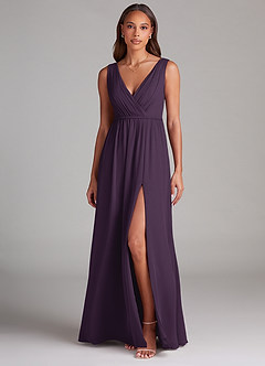 Azazie Tanicia Bridesmaid Dresses Plum A-Line Pleated Chiffon Dress image1