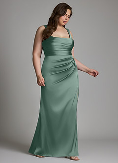 Azazie Sierra Robes à essayer chez vous Robe Trapèze en Satin extensible Corset Rose Poussiéreuse image12