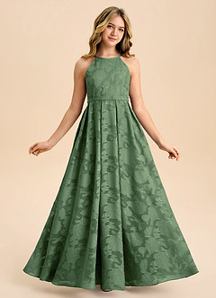 Azazie Arianthe Junior Linia A Pofałdowany Kwiatowe wypalenie Długość podłogi Młodsza druhna Sukienka image5