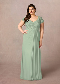 Azazie Macy Mother of the Bride Dresses Dusty Sage A-Line V-Neck Sequin Lace Lace Dress image6