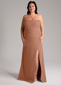 Azazie Leonis Bridesmaid Dresses Bronzer Sheath Strapless Chiffon Convertible Dress image11