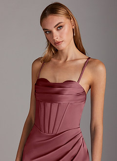 Azazie Brookelle Bridesmaid Dresses Desert Rose Sheath Sweetheart Corset Stretch Satin Dress image7
