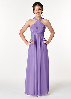 Azazie Anthea Junior Plissee Chiffon Kleid Tahiti image1