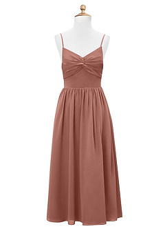 Azazie Zeya Junior Cedar Rose A-Line Chiffon Dress image7