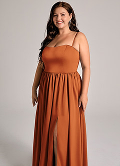 Azazie Calianna Abiti da Damigella Abito Convertibile A-Line in Raso Elasticizzato a Spalla Scoperta Cannella image11