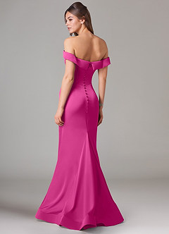 Azazie Everly Vestidos de damas de honor Vestido de Fucsia de Satén Elástico de Corte Sirena Convertible con Vestidos sin tirantes image5