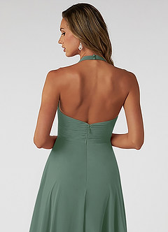 Azazie Tessie Jurken voor bruidsmeisjes Jurk van Chiffon met A-Lijn Geplooid Eucalyptus image4