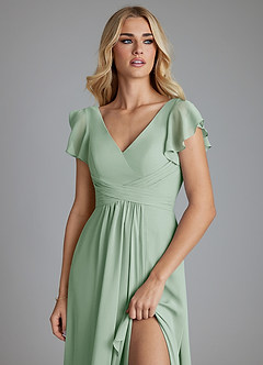 Azazie Omari Bridesmaid Dresses Agave A-Line Chiffon Dress image5
