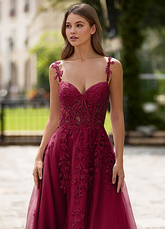 Dreamscape Burgundy A-line Prom Dress image6