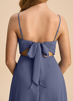 Azazie Shale Junior Robe Trapèze en Mousseline de soie Arc Bleu Orageux image7