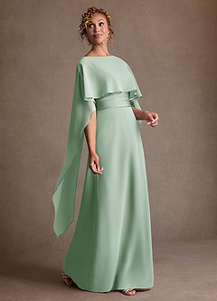 Azazie Marilla Klänningar till brudens mor Klä A-Line i Chiffong Plisserad Agave image2