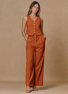 front Rowan Naranja Quemada Chaleco de rendimiento de tejido refinado