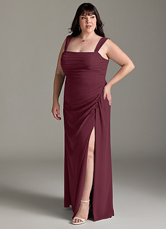 Azazie Jesaphine Bridesmaid Dresses Cabernet Sheath Bow Chiffon Dress image11