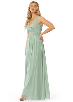 Azazie Kora Brautjungfernkleider A-Linie Plissee Chiffon Kleid Agave image4