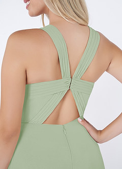 Azazie Jane Bridesmaid Dresses Dusty Sage A-Line V-Neck Pleated Chiffon Dress image5