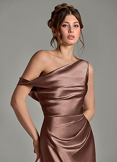 Azazie Emerson Vestidos de damas de honor Vestido de Expresado de Satén Metálico de Corte Sirena con Vestidos sin tirantes image7