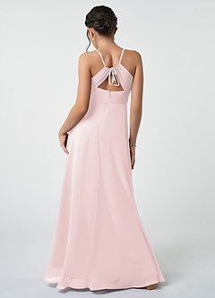 Azazie Avelina Junior Blushing Pink A-Line Pleated Chiffon Dress image3