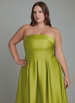 Azazie Lucienne Bridesmaid Dresses Lemongrass A-Line Strapless Stretch Satin Convertible Dress image13