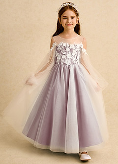 Azazie Zimi vestidos de niña de las flores Vestido de Rosa Polvorienta de Tul de Princesa con Escote de Corazón image7