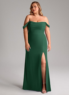 Azazie Saige Bridesmaid Dresses Dark Green A-Line Off the Shoulder Chiffon Convertible Dress image10
