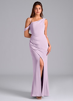 Azazie Madelyn Bridesmaid Dresses Frosted Lilac Mermaid One Shoulder Chiffon Convertible Dress image3