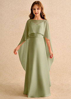 Azazie Fishie Girls Formal Flower Girl Dresses Moss Green A-Line Matte Satin Dress image5