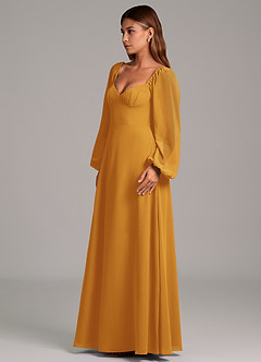 Azazie Annistyn Brudtärnklänningar Klänning av A-Linje i Chiffong Långärmad Knäck image6