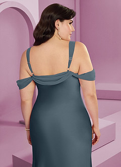 Barbie ♥ Azazie Bridesmaid Dresses Twilight Sheath Pleated Stretch Satin Dress image2
