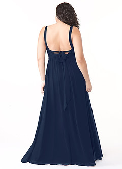 Azazie Aziza Bridesmaid Dresses Dark Navy A-Line V-Neck Pleated Chiffon Dress image8