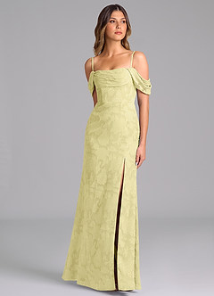 Azazie Saige Bridesmaid Dresses Lemon Sorbet A-Line Off the Shoulder Floral Burnout Convertible Dress image5