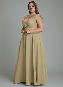 Azazie Leilani Bridesmaid Dresses Moss Green A-Line Pleated Chiffon Dress image9