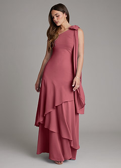 Azazie Monique Brudtärnklänningar Klänning av A-linje i Chiffong One-shoulder Merlot image6