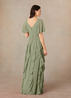 Azazie Watson Abiti per la Madre della Sposa Abito A-Line in Chiffon con Scollo a V Pistacchio image4